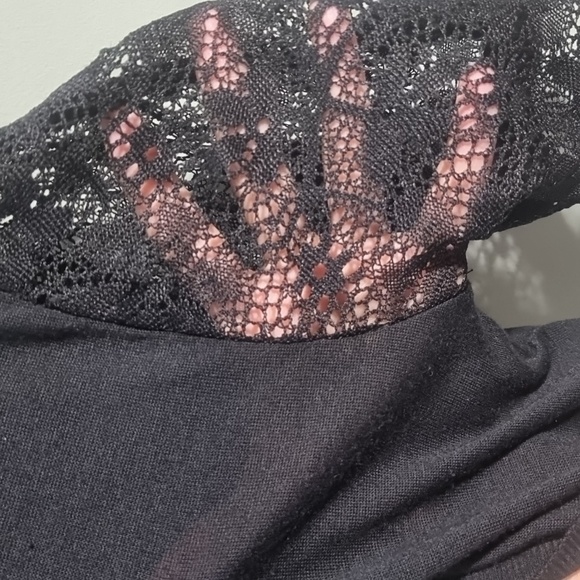 Mesh lace crop quarter sleeves open front Cardigan - Picture 5 of 7